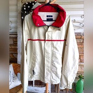 Vintage Nautica Men's Cream and Red Jacket_XL